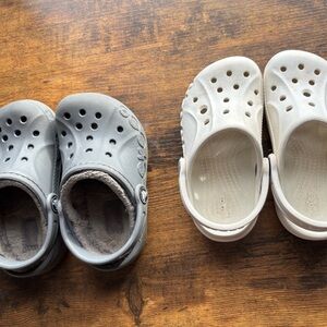 Gray and White Baya Crocs Bundle 2 Pairs